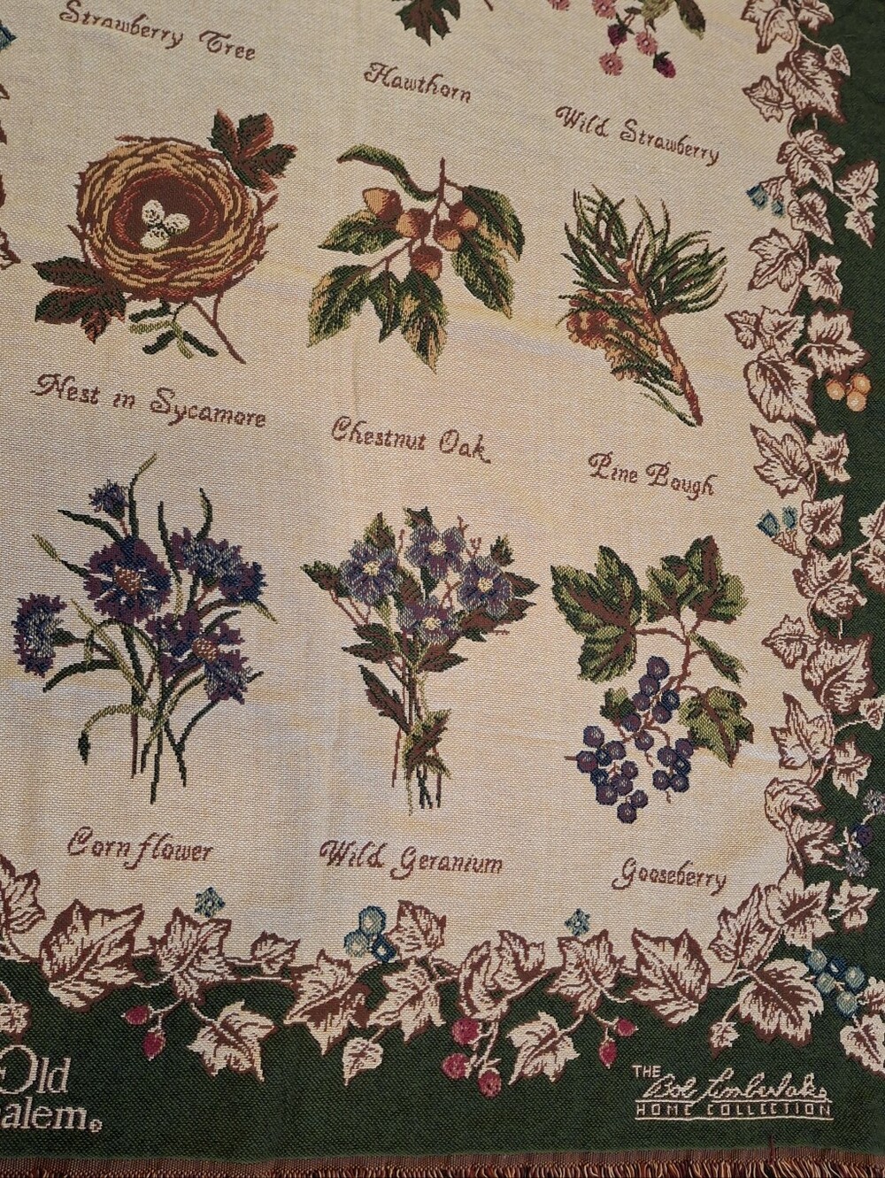 Vtg Bob Timberlake Home Collection Old Salem Floral Tree Tapestry Throw Blanket - Picture 4 of 11